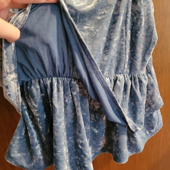 NWOT American Eagle Blue Velvet Tiered Babydoll Top M - Picture 5 of 7
